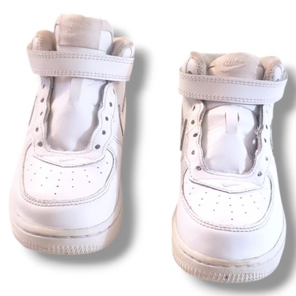 Nike Air Force 1 Mid Kids Shoe Size 9c White Training Sneaker Pre-owned - Picture 7 of 7